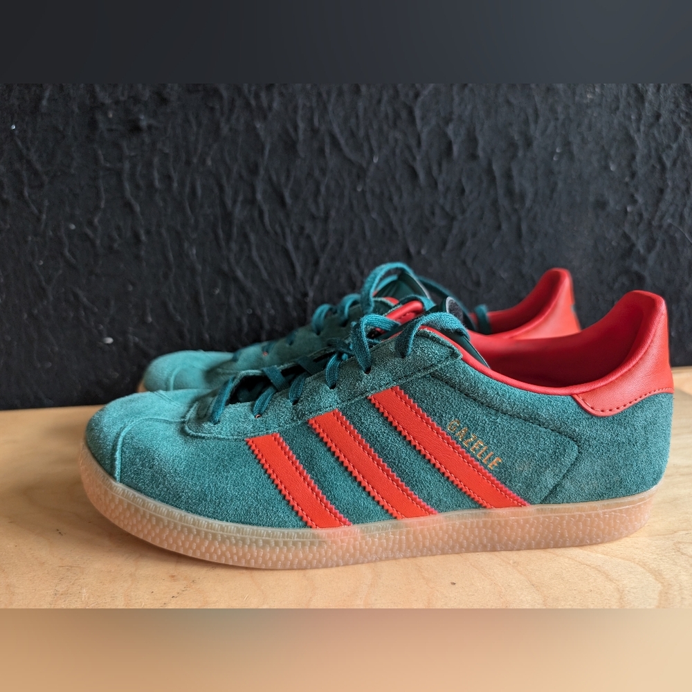 Adidas Green and Orange Gazelle Sneakers